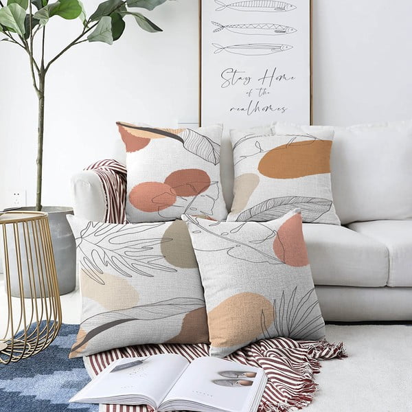4 minimalistinių pagalvėlių užvalkalų rinkinys Uma, 55 x 55 cm