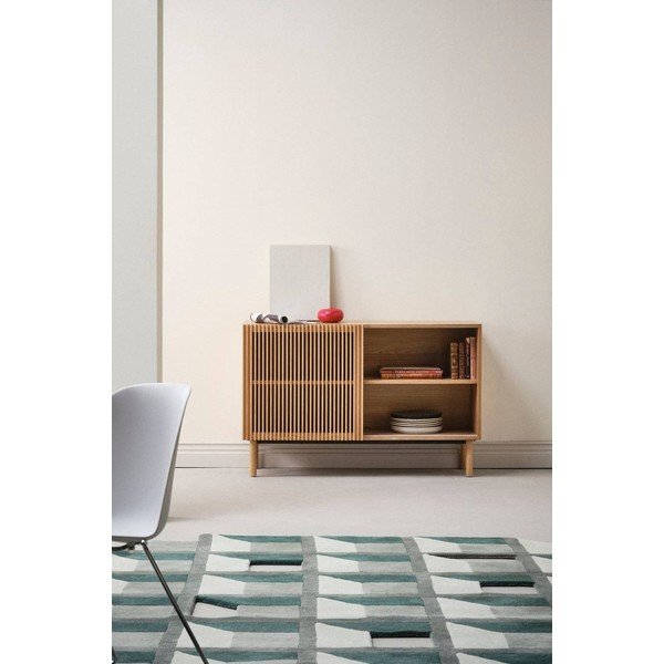 Natūralios spalvos spintelė iš uosio su stumdomomis durimis 124x80x45 cm Sion – Jotex-image-1