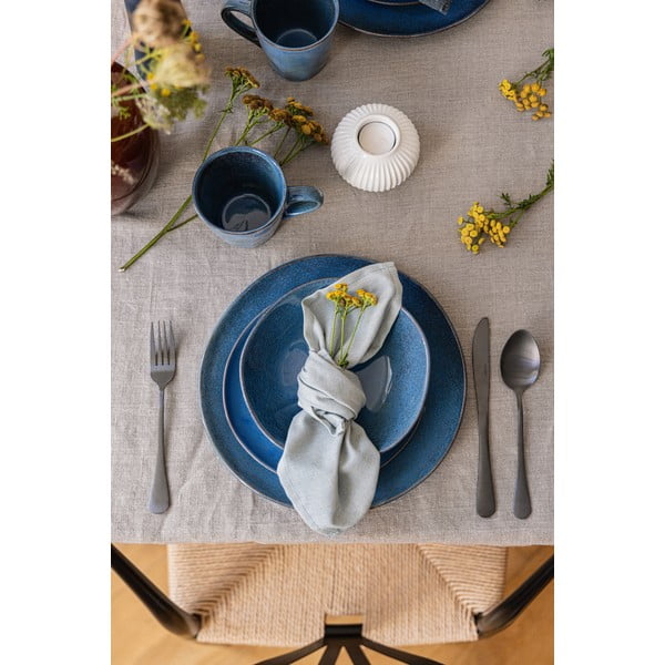 Tamsiai mėlynos spalvos akmens masės pietų servizas 16 vnt. Glosia - Bonami Selection-image-2