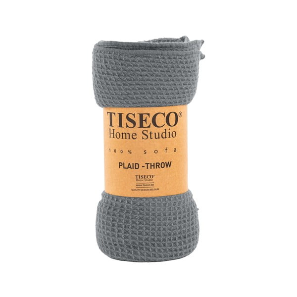 Pilkas pledas Tiseco Home Studio Mini Waffle, 130 x 170 cm
