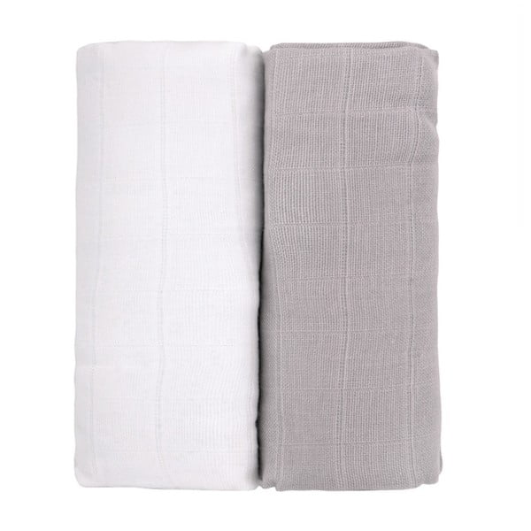 2 baltos ir pilkos spalvos medvilninių rankšluosčių rinkinys T-TOMI Tetra, 90 x 100 cm