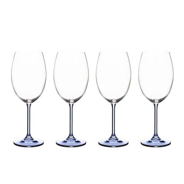 4 vyno taurių rinkinys iš mėlyno krištolo stiklo "Bitz Fluidum", 450 ml