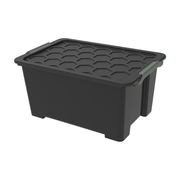 Blizgios juodos spalvos plastikinė laikymo dėžė su dangčiu Evo Safe - Rotho