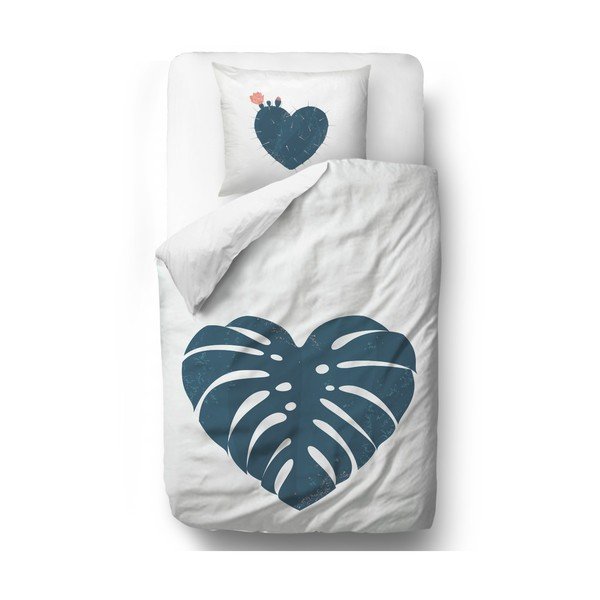 Medvilninis satinas "Butter Kings Heart Monstera", 140 x 200 cm