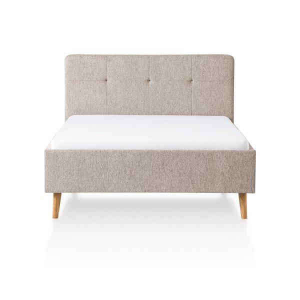 Pilkos spalvos/rudos spalvos dvigulė lova audiniu dengta be grotelių 140x200 cm Smart – Meise Möbel-image-3