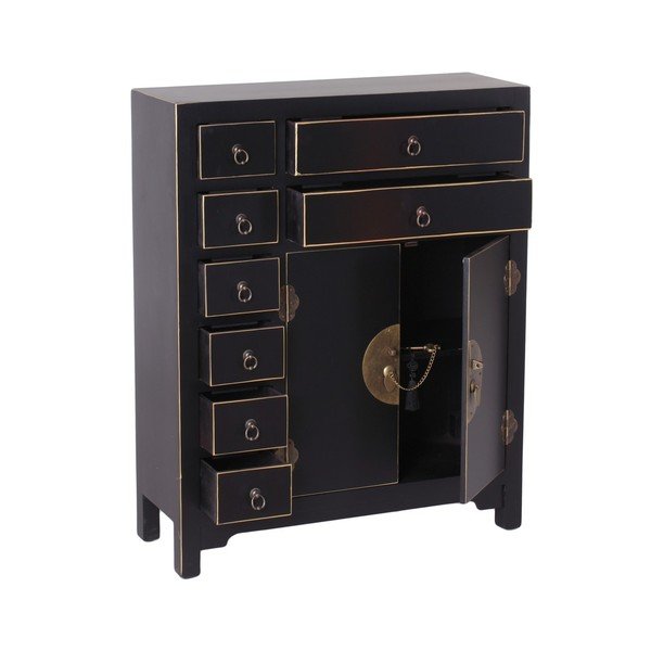 Aukšta šoninė spintelė juodos spalvos 73x90 cm Oriente – Ixia-image-2