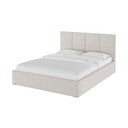 Smėlio spalvos minkšta dvigulė lova su daiktadėže ir grotelėmis 180x200 cm Bufo Bed - MESONICA