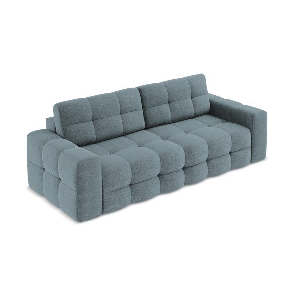 Mėlynos spalvos iš boucle sulankstoma sofa 255 cm Milu – Makamii-image-2