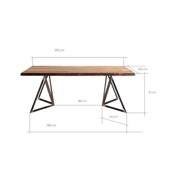 Valgomojo stalas su pušies medienos stalviršiu "Custom Form Sherwood", 200 x 100 cm-image-2