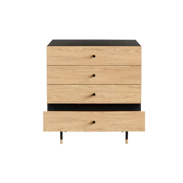 Aukšta šoninė spintelė juodos spalvos/natūralios spalvos iš ąžuolo 80x87 cm Jugend – Woodman-image-3