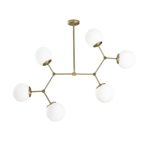 Baltos spalvos/žalvario spalvos kabantis šviestuvas su stiklo gaubtu Damar – Opviq lights-image-2