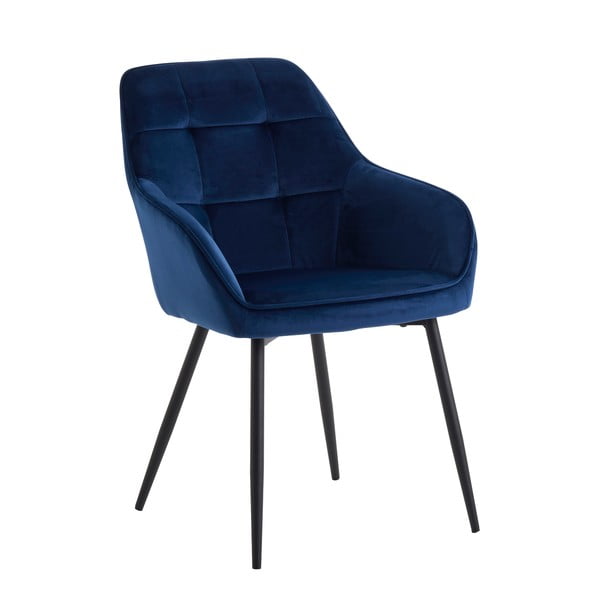 Tamsiai mėlynos spalvos iš audinio valgomojo kėdžių komplektas su porankiais 2 vnt. Nolan Square – Unique Furniture