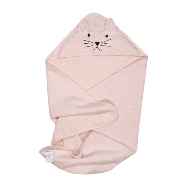 Rožinės spalvos medvilninis vaikiškas rankšluostis su gobtuvu Kindsgut Rabbit-image-2