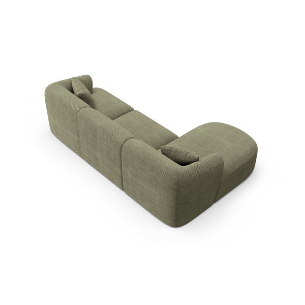 Žalios spalvos kampinė sofa iš kordinio velveto (su kairiuoju kampu/su gultu) Campi – Cosmopolitan Design-image-3