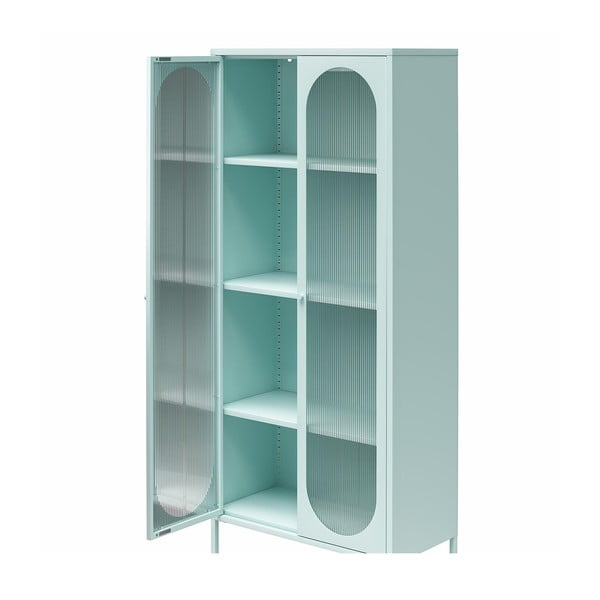 Iš metalo vitrina šviesiai mėlynos spalvos 80x186x40 cm Luna – Støraa-image-3