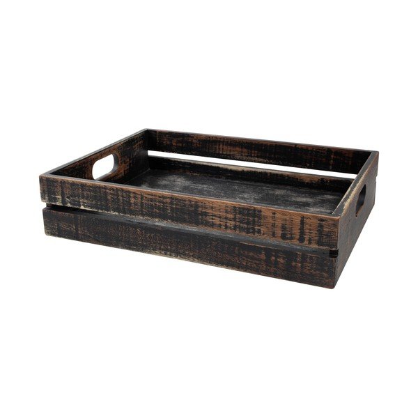 Juodas padėklas su akacijos medžio rankenomis "T&G Woodware Drift