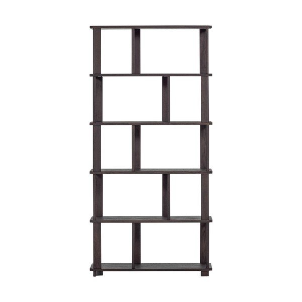 Tamsiai rudos spalvos knygų spinta iš ąžuolo masyvo 90x186x30 cm Riss – WOOOD