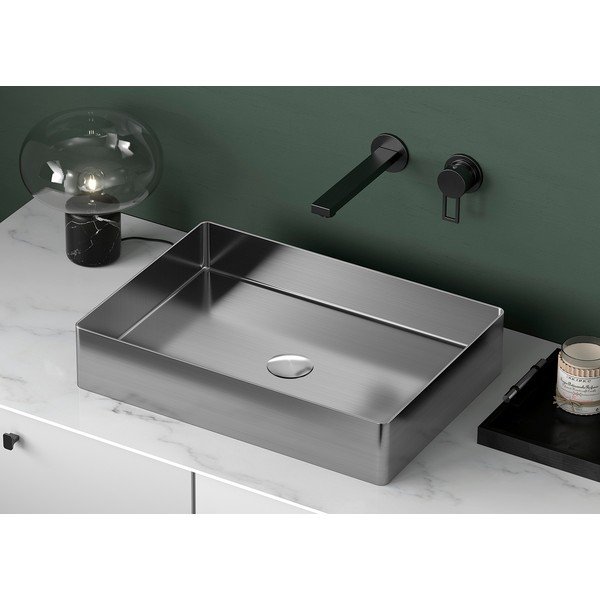 Iš nerūdijančio plieno praustuvas sidabrinės spalvos 50x35 cm Aurum – Sapho-image-1