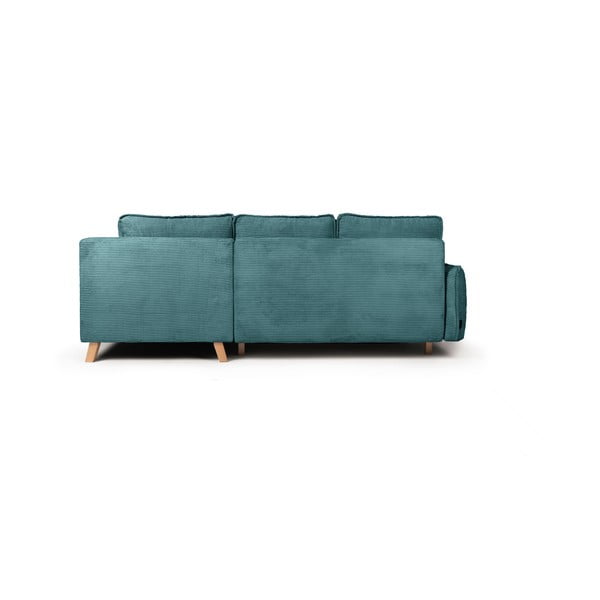Iš kordinio velveto sulankstoma kampinė sofa turkio spalvos (su dešiniuoju kampu) Tori – Bonami Selection-image-4