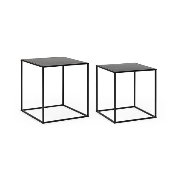 Juodos spalvos iš metalo kavos staliukai 2 vnt. 38x38 cm Alrik – Yes Everyday-image-3