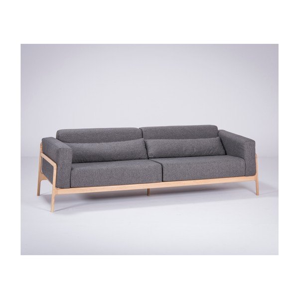 Tamsiai pilka sofa su ąžuolo konstrukcija Gazzda Fawn, 240 cm-image-1
