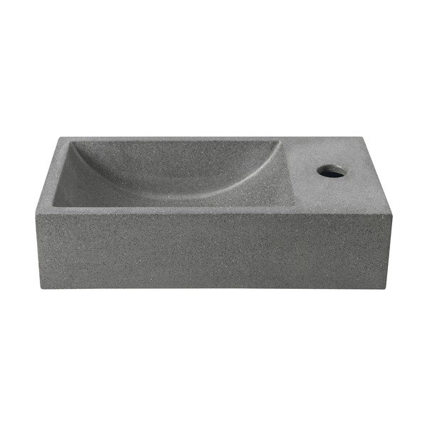 Iš betono maža kriauklė tamsiai pilkos spalvos 40x22 cm Crest – Sapho-image-2