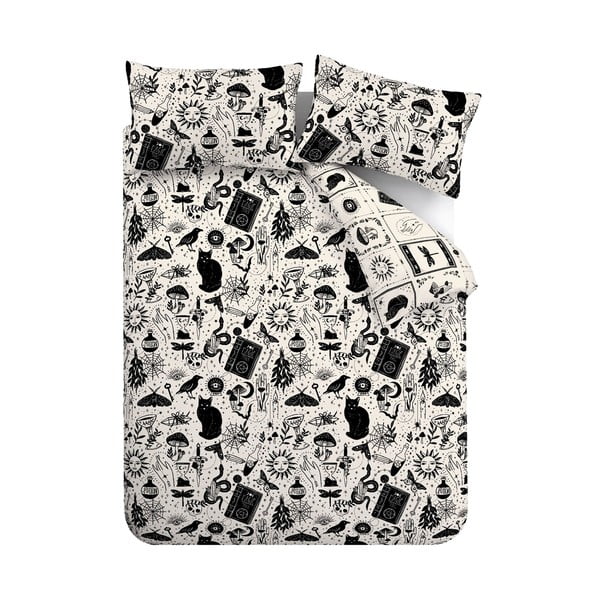 Juodos spalvos/smėlio spalvos dvigulė patalynė 200x200 cm Enchanted Witchcraft – Catherine Lansfield