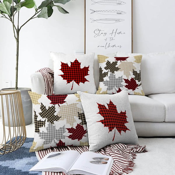 4 pagalvių užvalkalų rinkinys Minimalist Cushion Covers Leaves, 55 x 55 cm