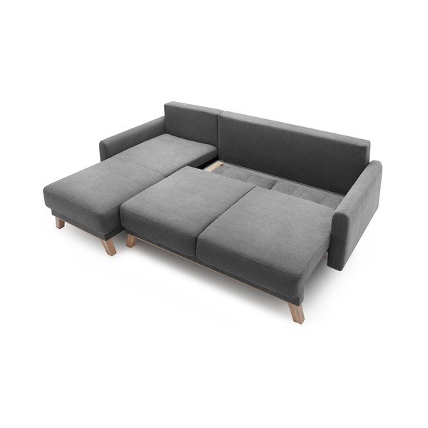 Tamsiai pilka kampinė sofa-lova Bobochic Paris Balio, kampas kairėje (II kokybė)-image-4