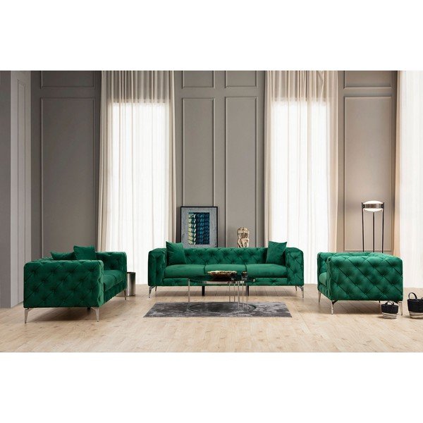 Sofa tamsiai žalios spalvos iš velveto 197 cm Como – Artie-image-1