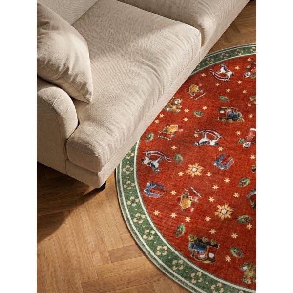 Raudonos spalvos/žalios spalvos apvalios formos kilimas su Kalėdų motyvu ø 200 cm Toy's Delight Nostalgic Noel Red Green – Villeroy&Boch-image-3