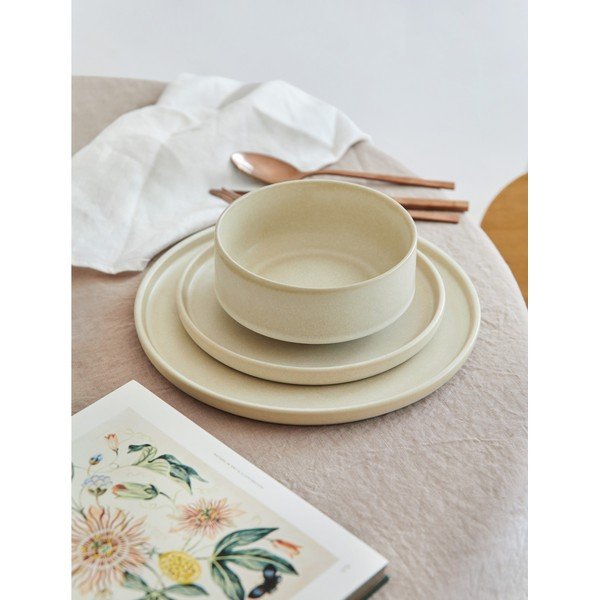 18 dalių smėlio spalvos akmens masės indų rinkinys Bonami selection Malia-image-1