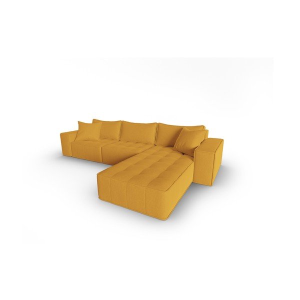 Kampinė sofa geltonos spalvos (su dešiniuoju kampu) Mike – Micadoni Home-image-3