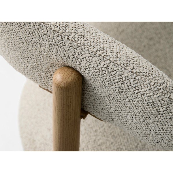 Kreminės spalvos/natūralios spalvos iš audinio valgomojo kėdė su porankiais Frances – Unique Furniture-image-4