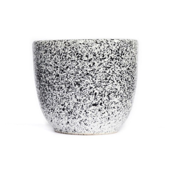 Baltos ir juodos spalvos akmens masės puodelis ÅOOMI Mess, 200 ml