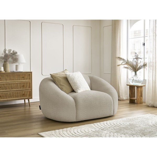 Iš boucle krėslas smėlio spalvos Tina – Bobochic Paris-image-1