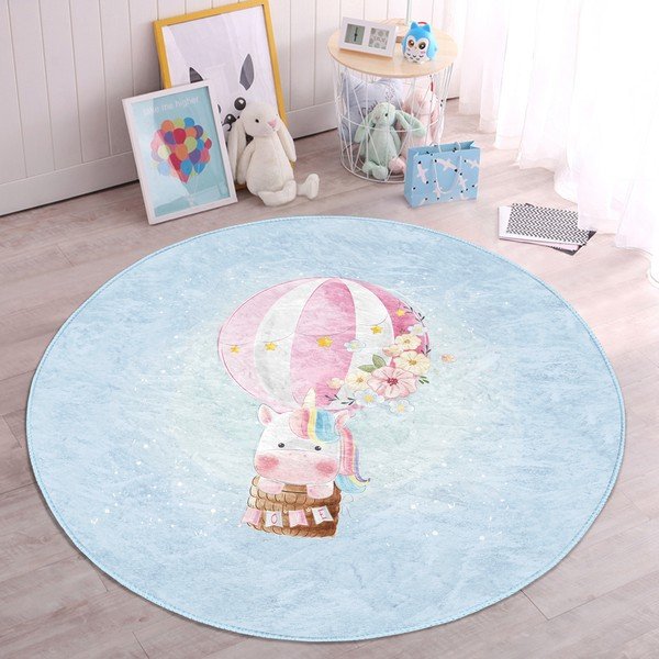 Vaikiškas kilimas šviesiai mėlynos spalvos ø 100 cm Comfort – Mila Home-image-2