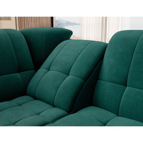 Žalios spalvos iš velveto sulankstoma/su sandėliavimo vieta kampinė sofa (su kairiuoju kampu/„L“ formos) Sado – ELTAP-image-1