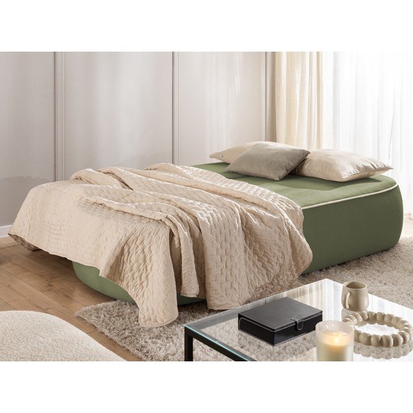 Khaki spalvos/smėlio spalvos sulankstoma/su sandėliavimo vieta sofa iš velveto 210 cm Saga – Ropez-image-3