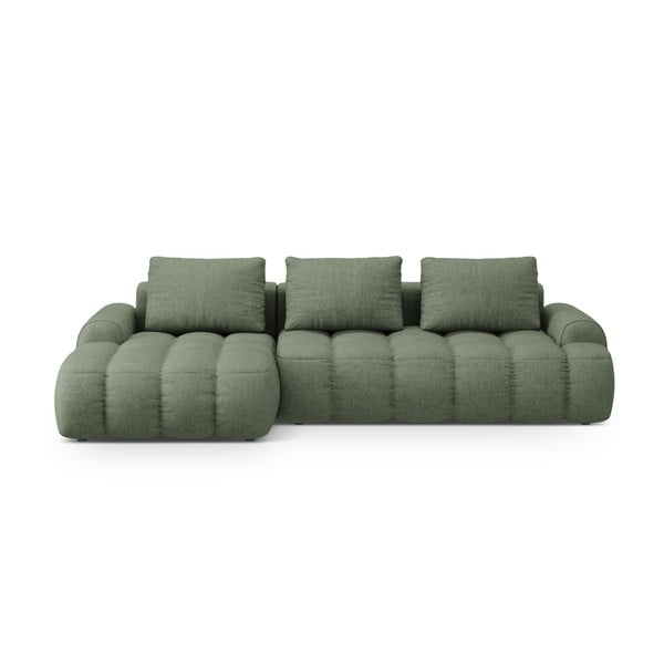 Žalios spalvos sulankstoma/su sandėliavimo vieta kampinė sofa (su kairiuoju kampu/su gultu) Linz – Cosmopolitan Design