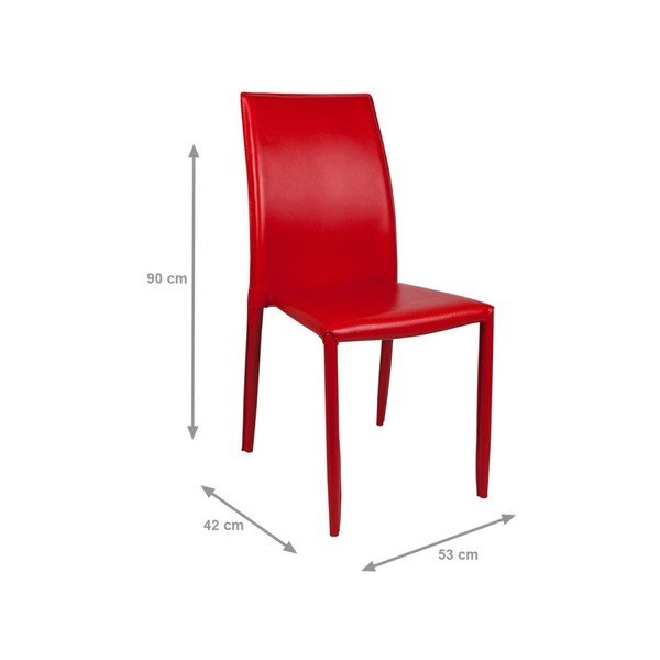 Raudona valgomojo kėdė su eko odos užvalkalu Evergreen House Faux-image-3