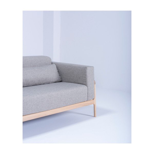 Šviesiai pilka sofa su ąžuolo konstrukcija Gazzda Fawn, 240 cm-image-4