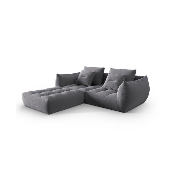 Tamsiai pilkos spalvos iš velveto kampinė sofa Bloom – Micadoni -image-2