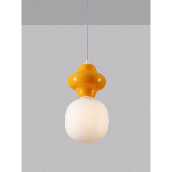 Baltos spalvos/oranžinės spalvos iš keramikos kabantis šviestuvas ø 18 cm su stiklo gaubtu Clio – Nova Luce-image-2