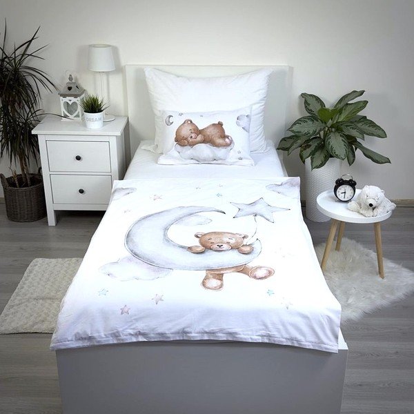 Iš medvilnės vaikiška patalynė vaikiškai lovai 100x135 cm Teddy "Moon" – Jerry Fabrics-image-2