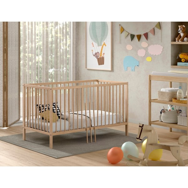 Iš pušies masyvo vaikiška lovelė natūralios spalvos 70x140 cm DINO – Vipack-image-3