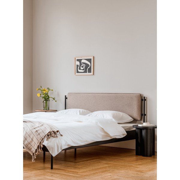 Juodos spalvos iš plieno dvigulė lova audiniu dengta su lovos grotelėmis 200x200 cm Eton Basic – noo.ma-image-2