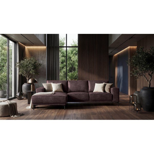 Iš dirbtinės odos kampinė sofa tamsiai rudos spalvos (su kairiuoju kampu) Copenhagen – Scandic-image-1