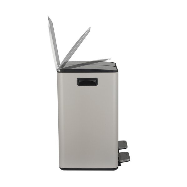 Taupe spalvos iš plieno šiukšliadėžė 2x20 l rūšiavimui/su pedalu   Aliya – Spirella-image-4