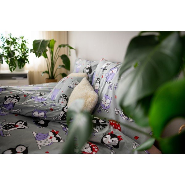 Pilka medvilninė patalynė viengulei lovai Cotton House Vogel, 140 x 200 cm-image-4